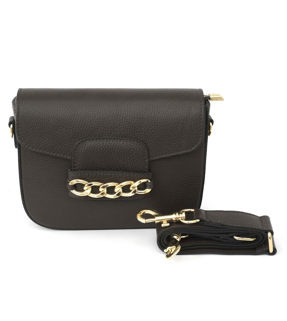 Cinzia Soft Mini Bag Tracolla Patta Accessorio Metal Pelle Nero