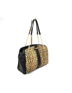 CAFèNOIR Shopper Doppi Manici Fascia Stampa Animalier