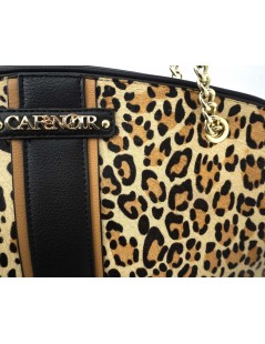 CAFèNOIR Shopper Doppi Manici Fascia Stampa Animalier