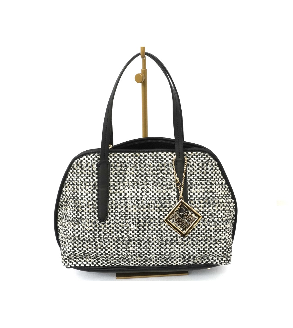 CAFèNOIR Bauletto 2 Manicci Mezza Luna Tessuto Melange Bianco Nero