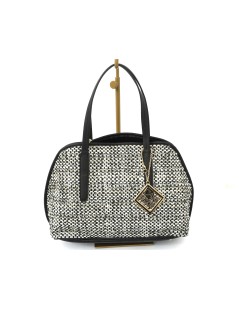 CAFèNOIR Bauletto 2 Manicci Mezza Luna Tessuto Melange Bianco Nero