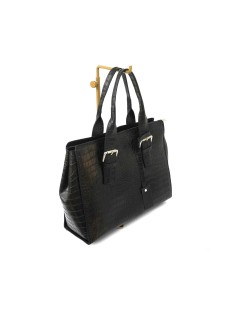 Cinzia Soft Shopper a Mano 2 Manici Pelle Stampa Cocco Nero