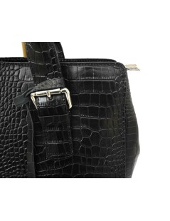 Cinzia Soft Shopper a Mano 2 Manici Pelle Stampa Cocco Nero