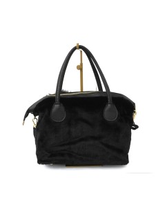 CAFèNOIR Bauletto 2 Manici Ecopelliccia Tracolla Fumo Nero