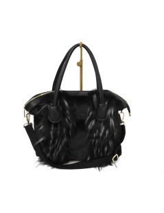 CAFèNOIR Bauletto 2 Manici Ecopelliccia Tracolla Fumo Nero