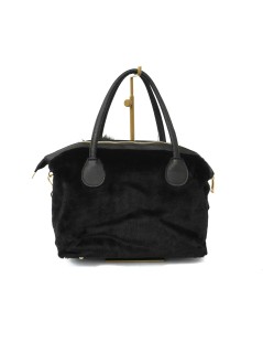 CAFèNOIR Bauletto 2 Manici Ecopelliccia Tracolla Fumo Nero