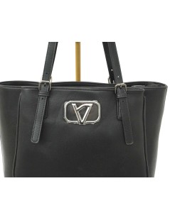 Valleverde Borsa Shopper Doppia Tracolla Cerniera Nero