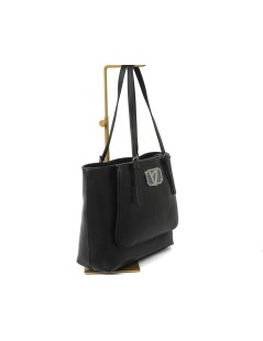 Valleverde Borsa Shopper Doppia Tracolla Cerniera Nero