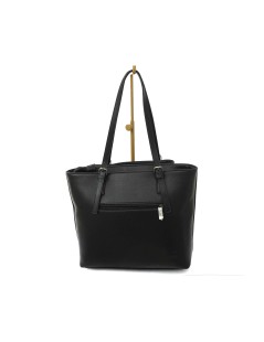 Valleverde Borsa Shopper Doppia Tracolla Cerniera Nero