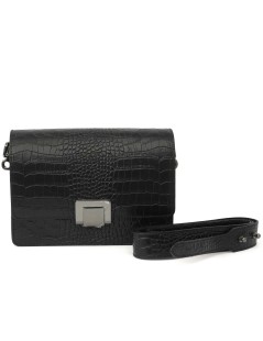 Cinzia Soft Borsa Postina Mini Bag con Patta Pelle Nero