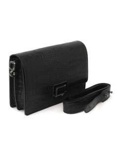 Cinzia Soft Borsa Postina Mini Bag con Patta Pelle Nero