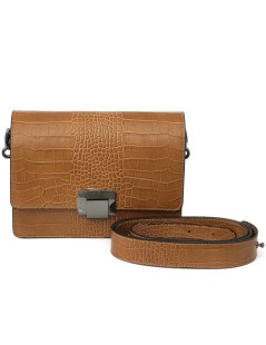 Cinzia Soft Borsa Postina Mini Bag con Patta Pelle color Cuoio