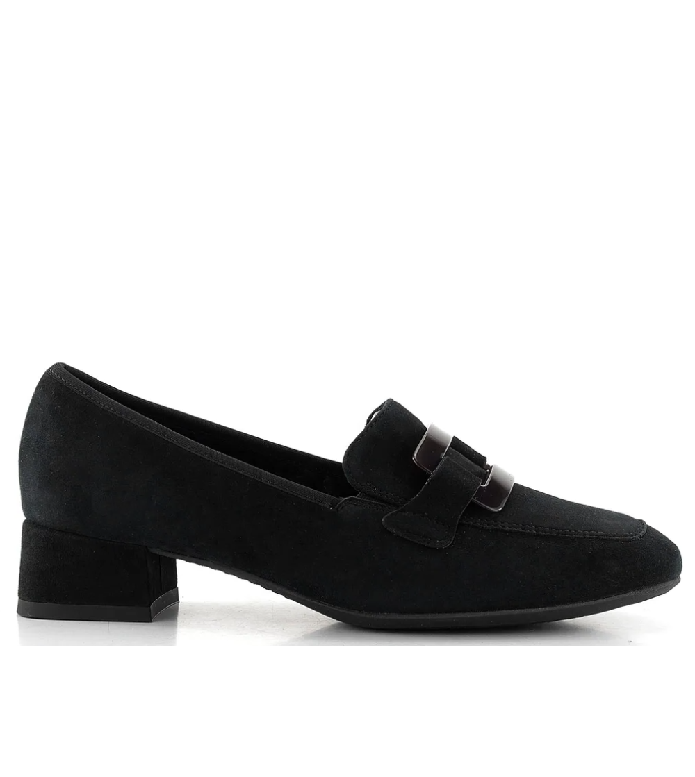 Ara Shoes Mocassino Tacco Medio Fibbia Quadro Nero