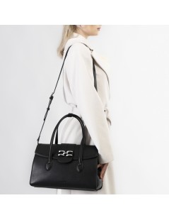 CAFèNOIR Bauletto a Mano con Tracolla Patta con Morsetto Nero