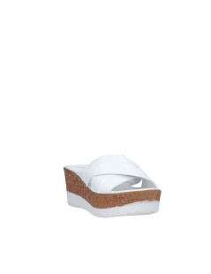 Cinzia Soft Ciabatta Zeppa Effetto Sughero Nappa Bianco