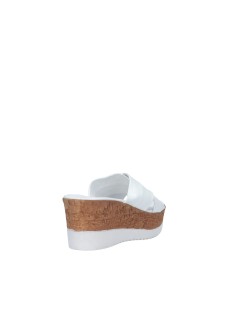 Cinzia Soft Ciabatta Zeppa Effetto Sughero Nappa Bianco