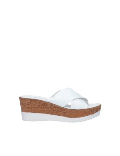 Cinzia Soft Ciabatta Zeppa Effetto Sughero Nappa Bianco