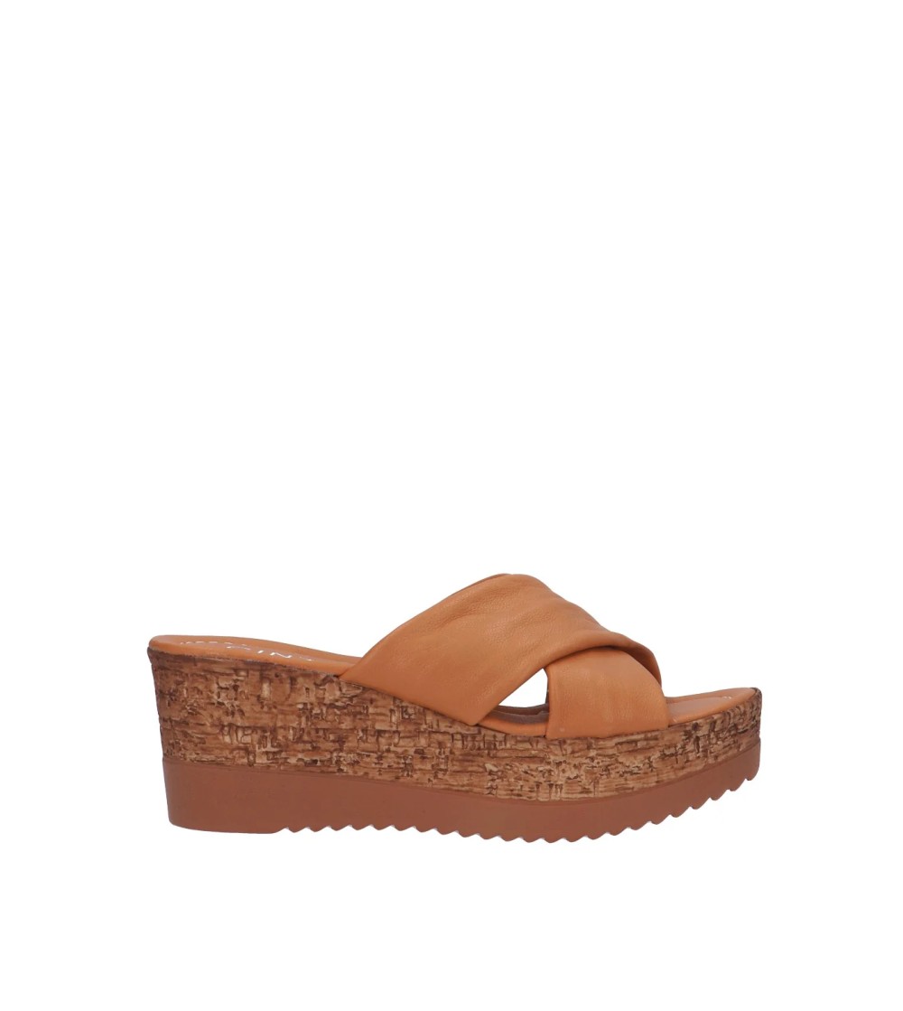 Cinzia Soft Ciabatta Zeppa Effetto Sughero Nappa Cuoio