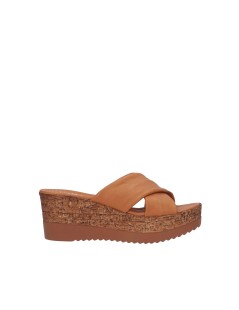 Cinzia Soft Ciabatta Zeppa Effetto Sughero Nappa Cuoio