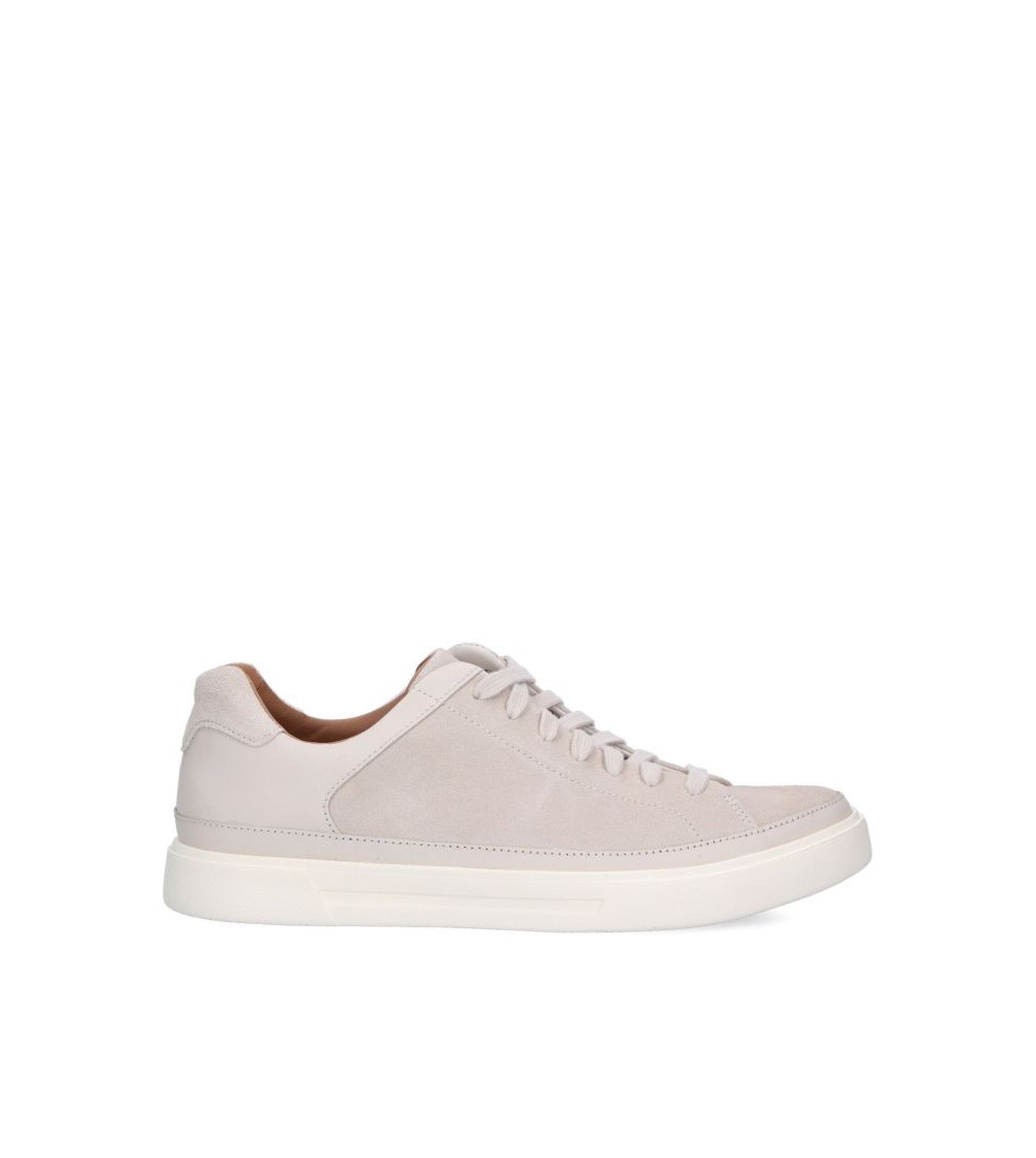 Clarks Sneakers Uomo Cassetta Un Costa Camoscio Pelle Bianco