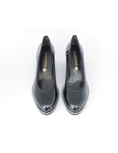 Daniela Rossi Decollette Zeppa Bordo in Tessuto Tacco Naplak Nero