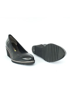 Daniela Rossi Decollette Zeppa Bordo in Tessuto Tacco Naplak Nero