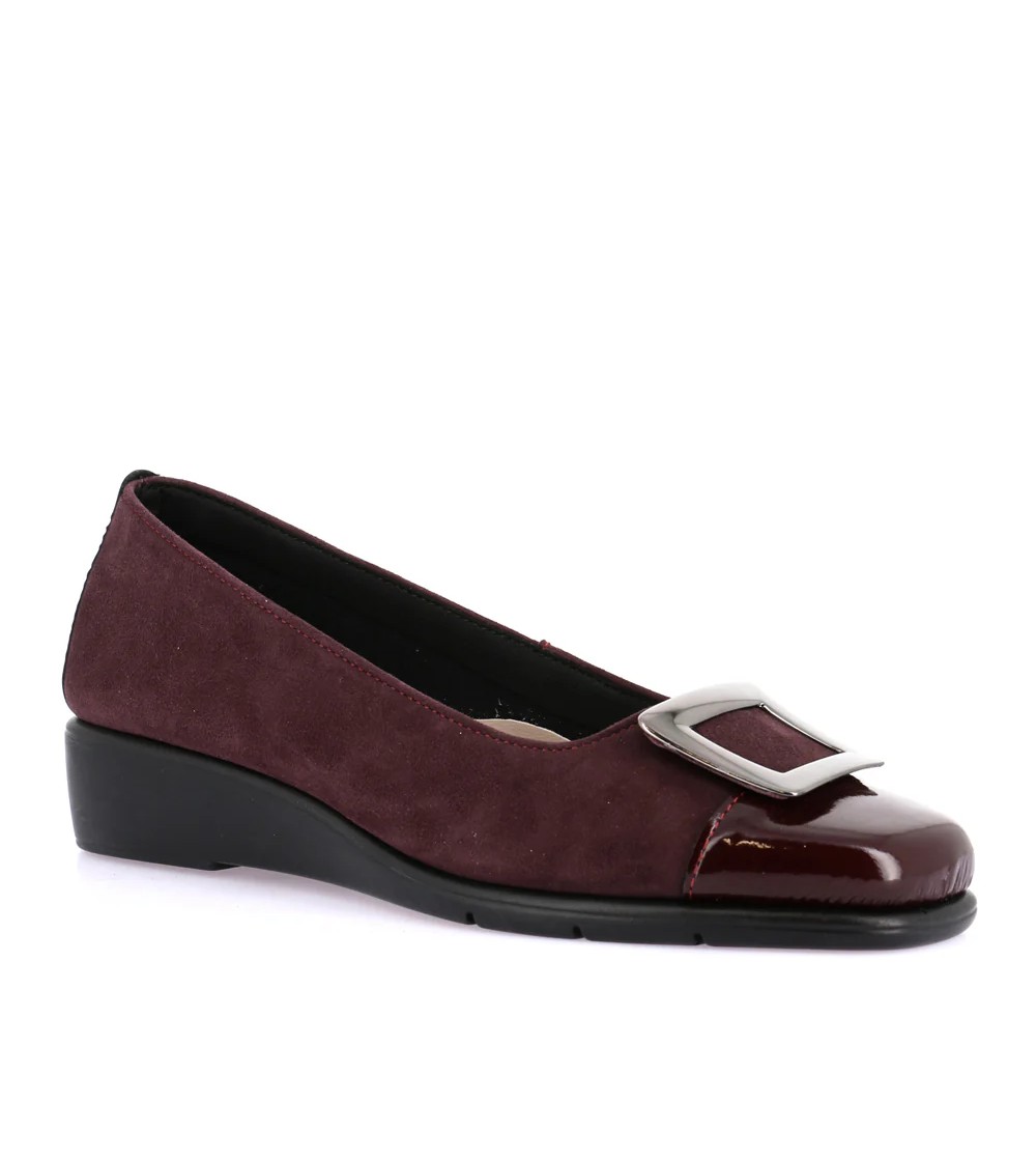 Grunland Ballerina Zeppa Media Punta Vernice Camoscio Bordeaux