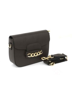 Cinzia Soft Mini Bag Tracolla Patta Accessorio Metal Pell Testa di Moro