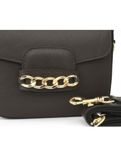 Cinzia Soft Mini Bag Tracolla Patta Accessorio Metal Pell Testa di Moro