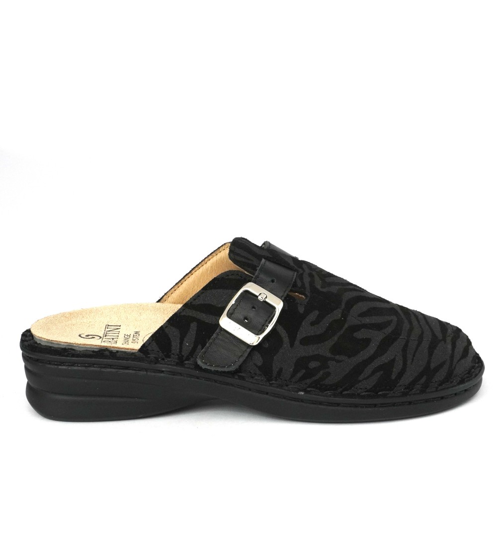 Sabatini Ciabatta Comfort Plantare Estraibile Camoscio Nero