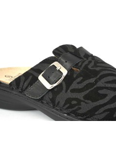 Sabatini Ciabatta Comfort Plantare Estraibile Camoscio Nero