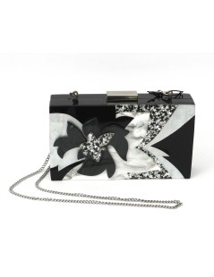 Olga Berg Pochette Clutch Paillettes Acrilico Fiore Multi Nero