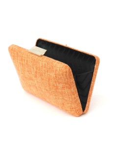 Olga Berg Pochette Clutch con Tracolla Tessuto Arancio