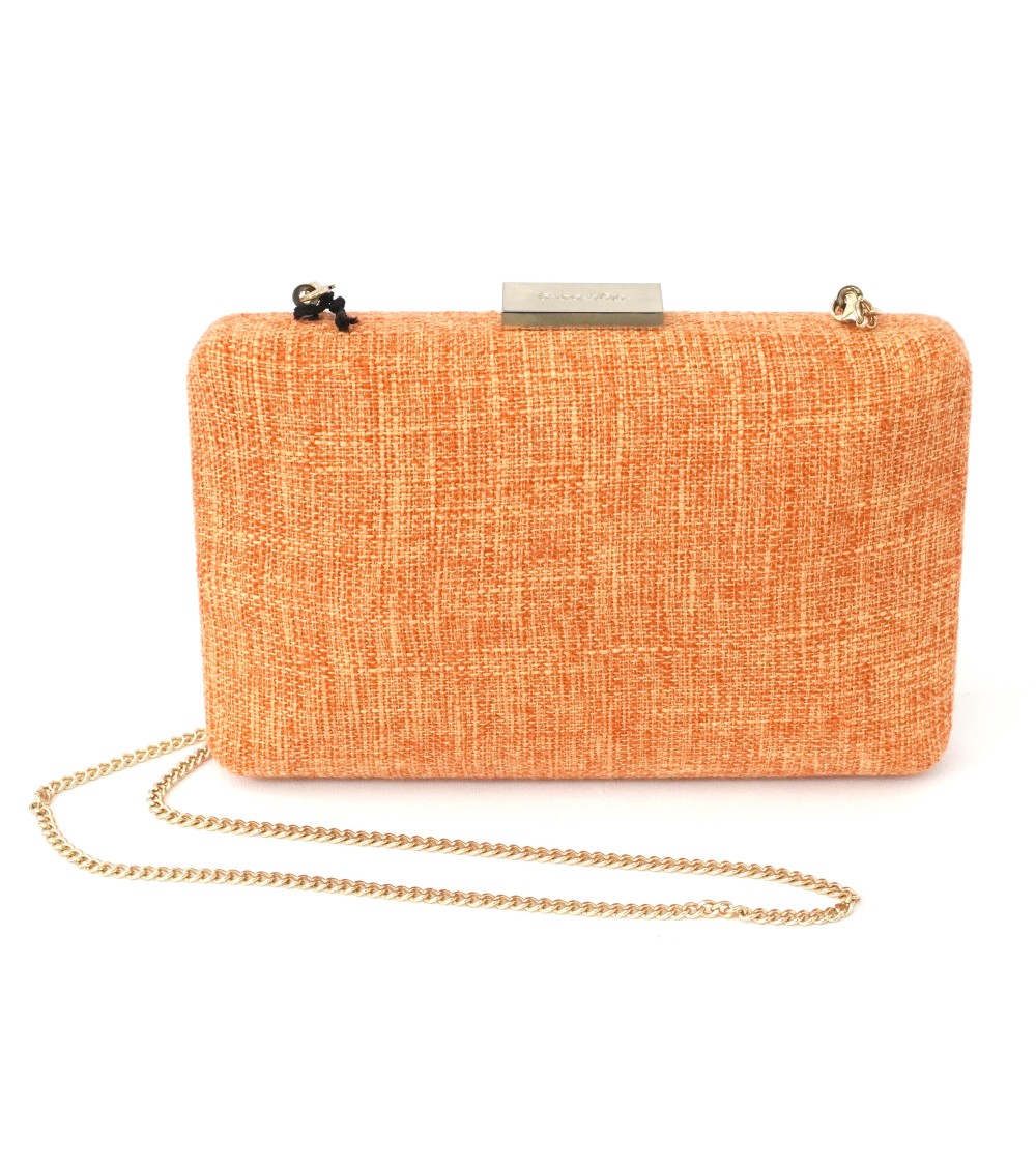 Olga Berg Pochette Clutch con Tracolla Tessuto Arancio