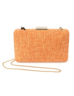 Olga Berg Pochette Clutch con Tracolla Tessuto Arancio