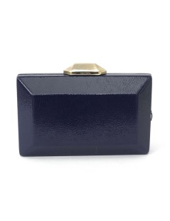 Olga Berg Pochette Clutch con Tracolla Guscio Naplak Cobalto