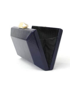 Olga Berg Pochette Clutch con Tracolla Guscio Naplak Cobalto