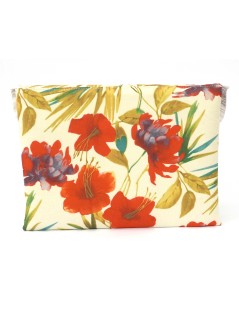Olga Berg Pochette Busta Tessuto Stampa Fiori Bianco Fantasia