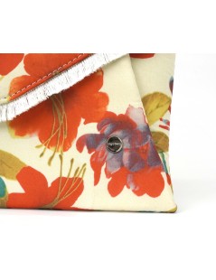 Olga Berg Pochette Busta Tessuto Stampa Fiori Bianco Fantasia