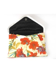 Olga Berg Pochette Busta Tessuto Stampa Fiori Bianco Fantasia