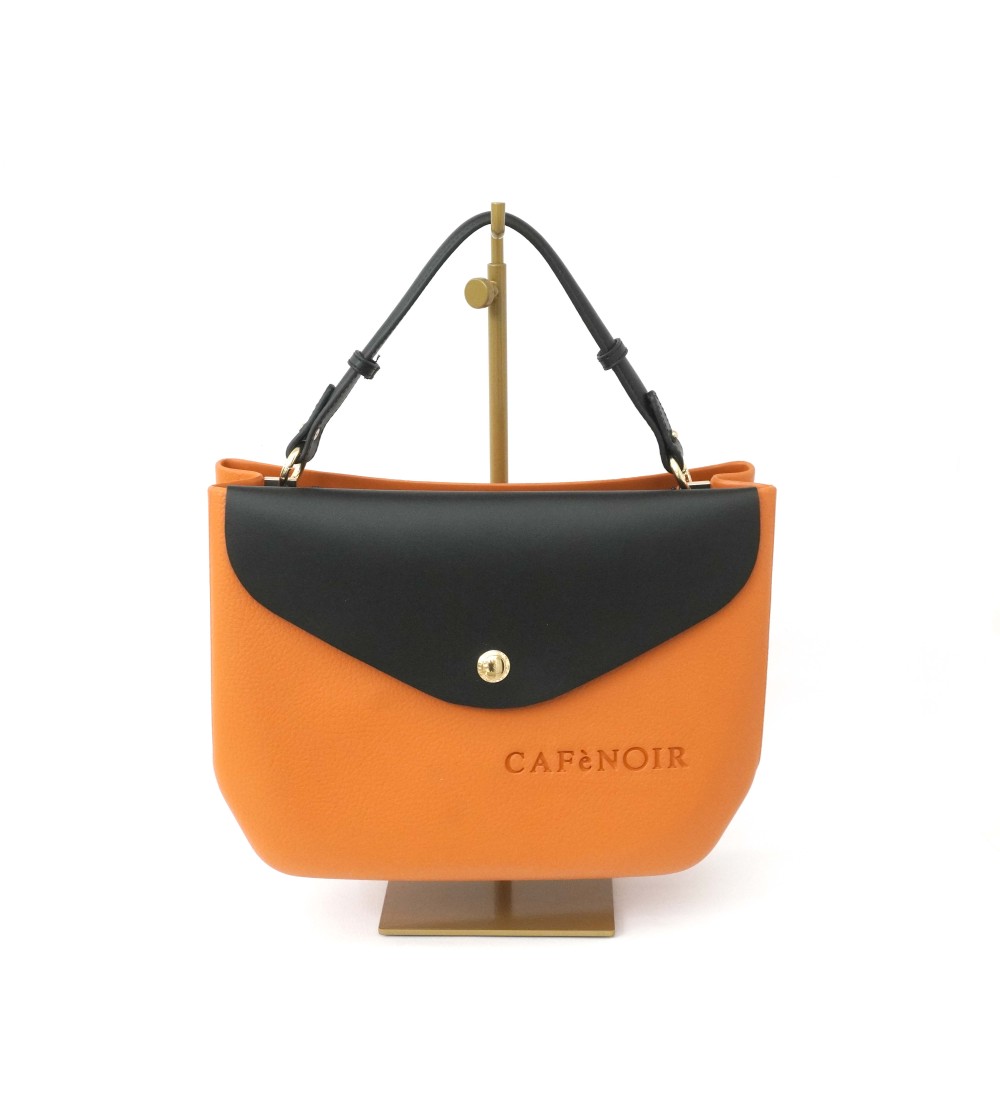 CAFèNOIR Bauletto Shopping Bag in Eva Tasca Personalizzabile Nero Arancio