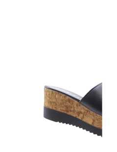 Cinzia Soft Ciabatta Zeppa Effetto Sughero Pelle Nero