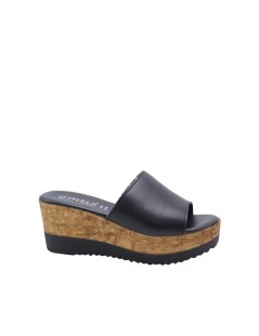 Cinzia Soft Ciabatta Zeppa Effetto Sughero Pelle Nero