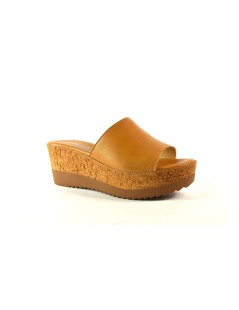 Cinzia Soft Ciabatta Zeppa Effetto Sughero Pelle Cuoio