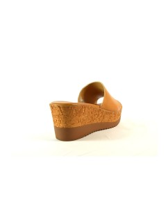 Cinzia Soft Ciabatta Zeppa Effetto Sughero Pelle Cuoio