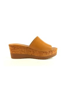 Cinzia Soft Ciabatta Zeppa Effetto Sughero Pelle Cuoio