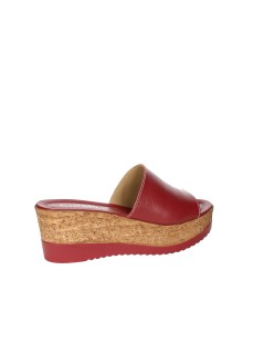 Cinzia Soft Ciabatta Zeppa Effetto Sughero Monofascia Rosso