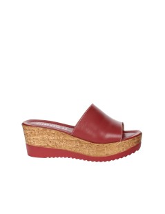 Cinzia Soft Ciabatta Zeppa Effetto Sughero Monofascia Rosso