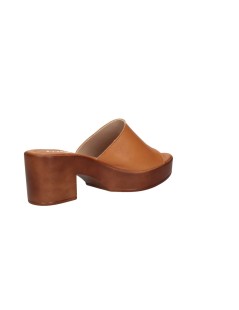 Cinzia Soft Ciabatta Fascia Zeppa Tacco Pelle Tuffato Cuoio