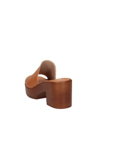 Cinzia Soft Ciabatta Fascia Zeppa Tacco Pelle Tuffato Cuoio